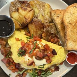 Bacon Bruschetta Omelet at Word of Mouth in Salem, Oregon