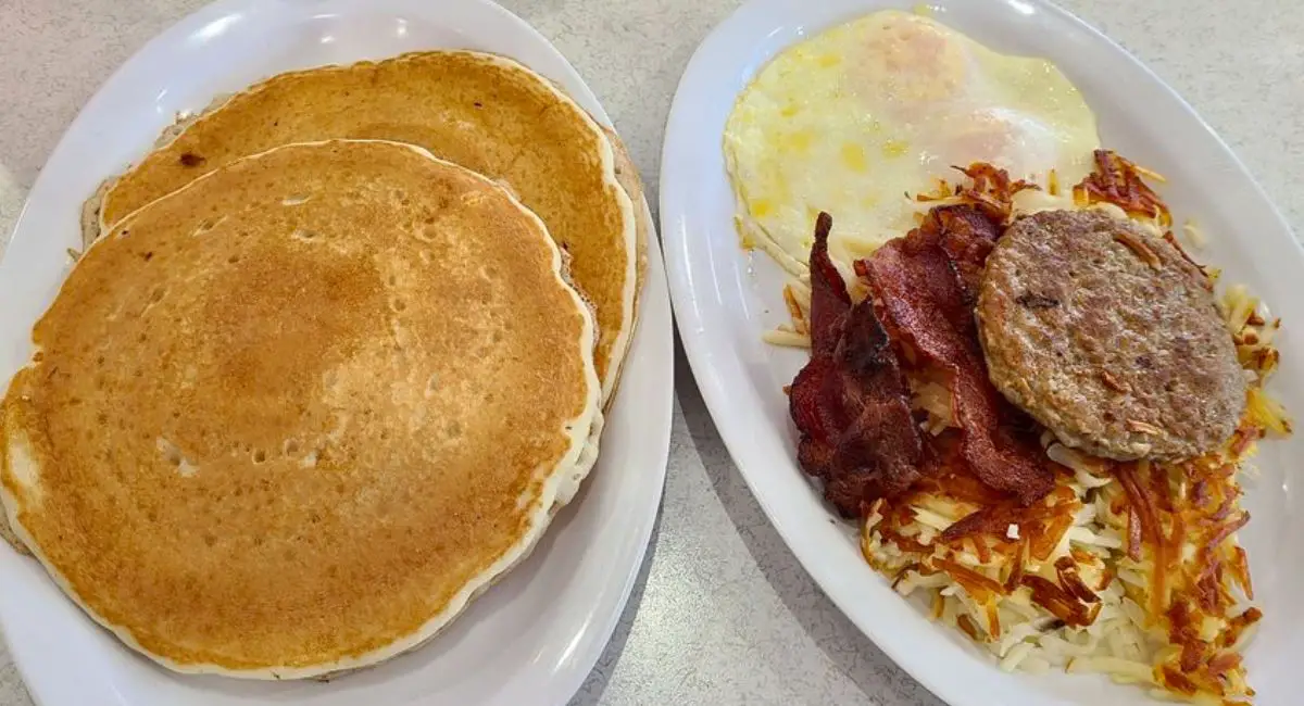 Hungry Breakfast with Pancakes at One Man Band in Lehi, Utah