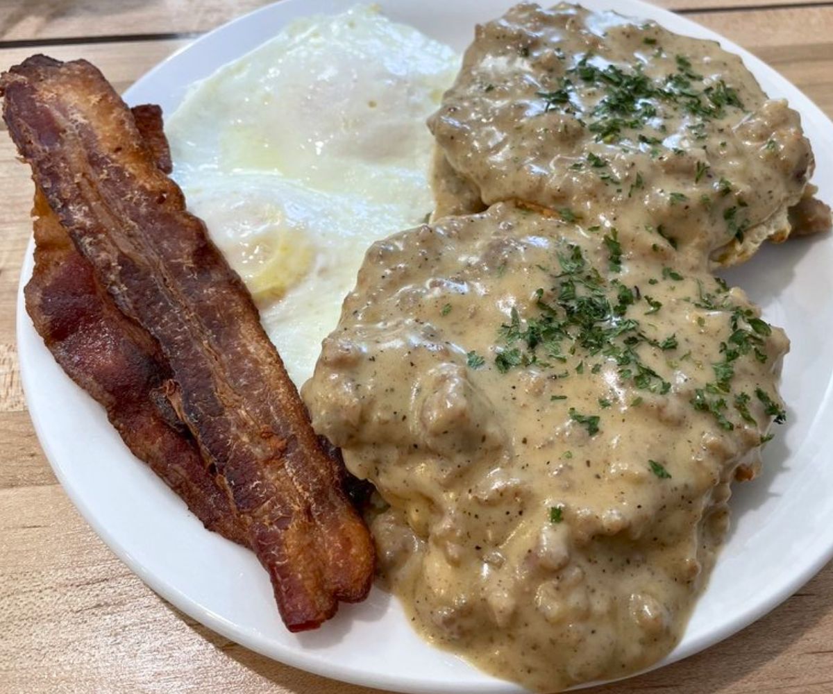 Housemade Scones with Sage Gravy at Levity Breakfast House in Norman, Oklahoma