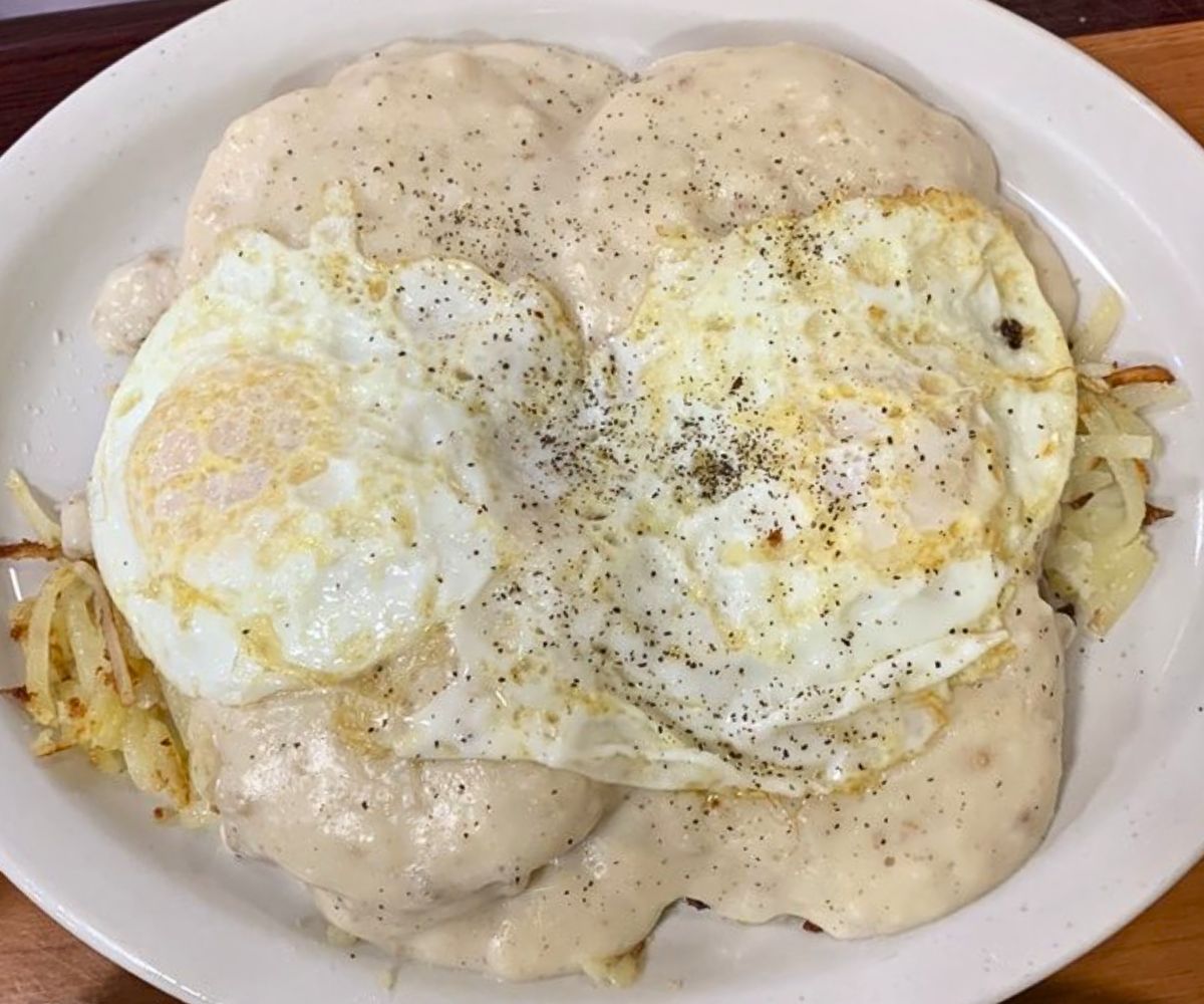 Biscuits and Gravy at Charlie's Main St Cafe in Minot, North Dakota