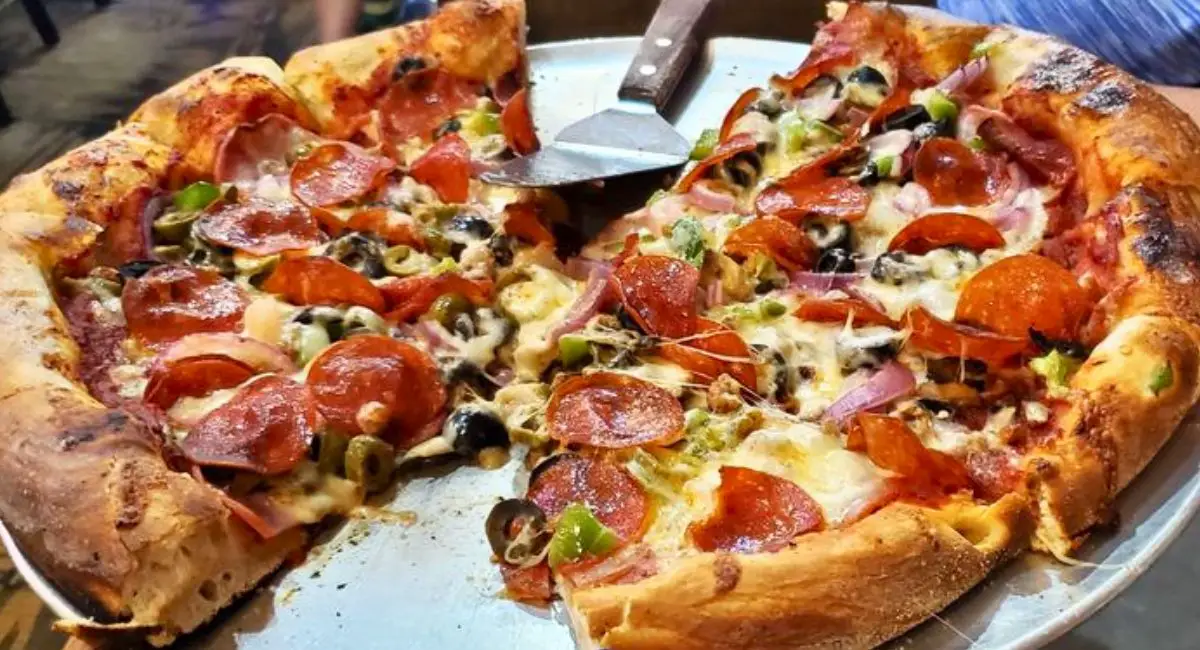 Dumpster Pie at The Rail A Pizza Company in Rogers, Arkansas