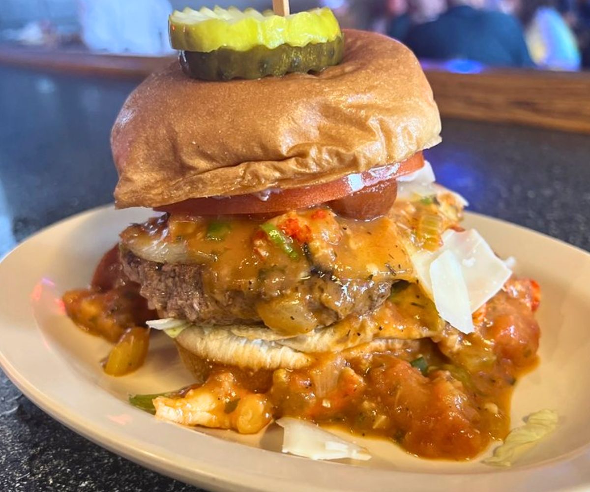Crawfish Etouffee Burger at Buster's Place in Murfreesboro, Tennessee