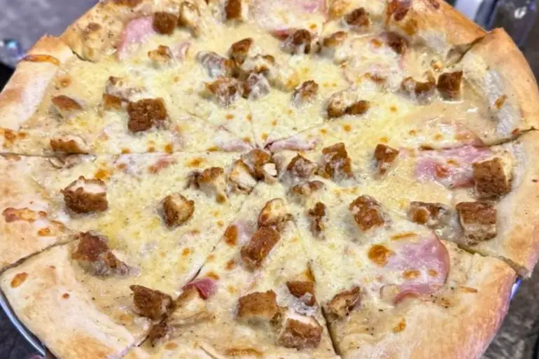 Chicken Cordon Blue Pie at The Rail A Pizza Company in Rogers, AR