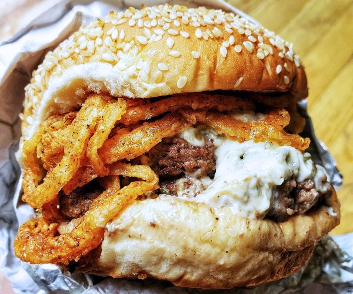 Double Blue & Gold Burger in Newington, CT