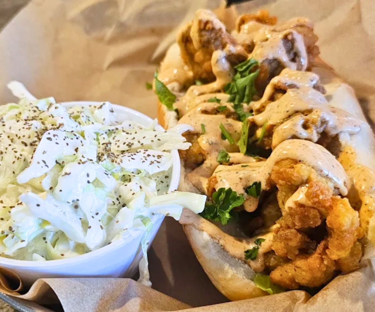 oyster poboy at Fuller's Raw Bar in Hampton, VA