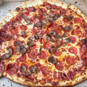 Spicy Sausage and Pepperoni at Vinnie Van Go-Go's in Savannah, GA