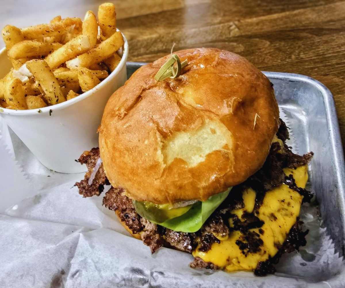 triple smash at wagyulicious burgers and brews in Baton Rouge Louisiana