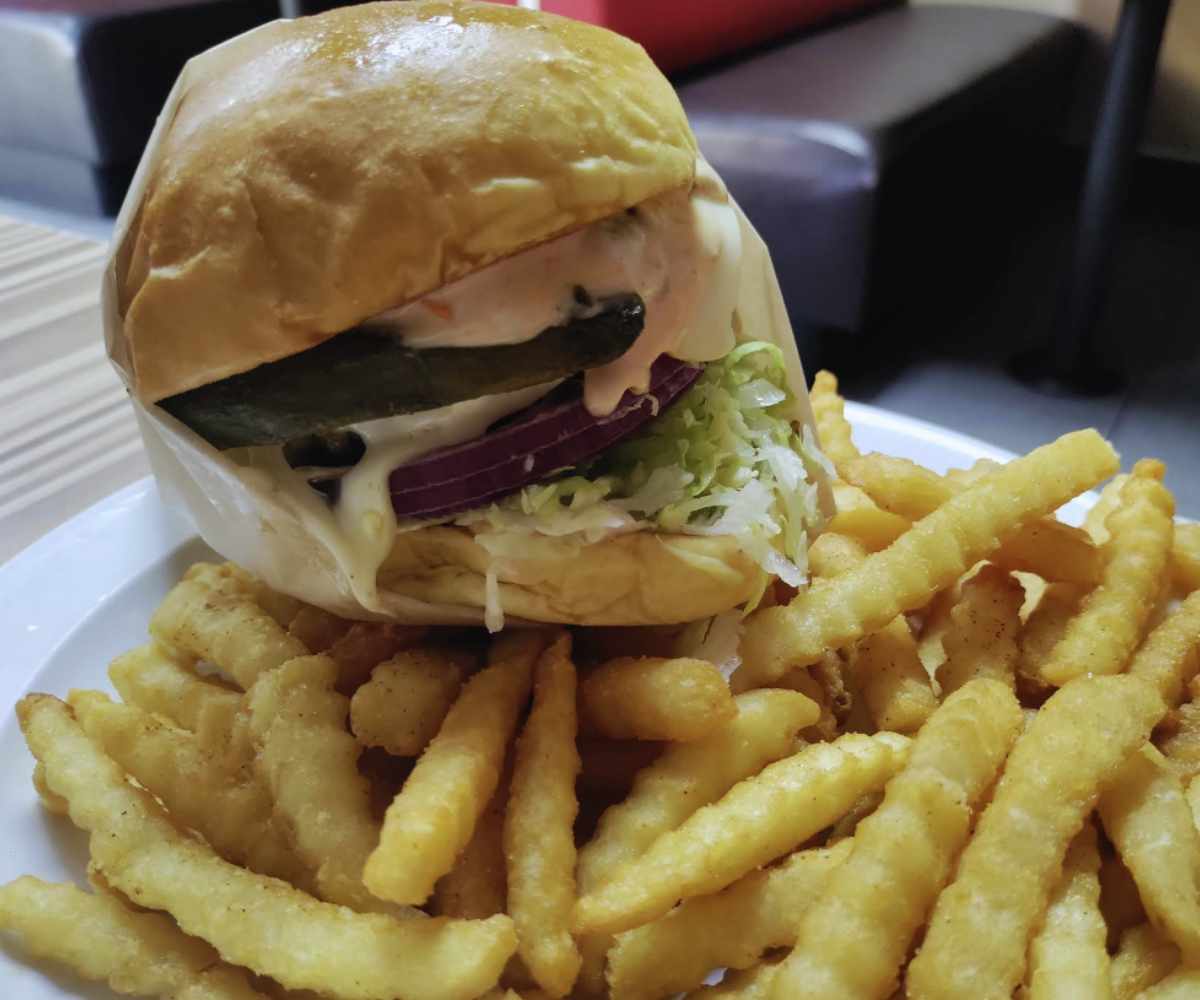 burger combo at RJ Burgers in Buena Park CA