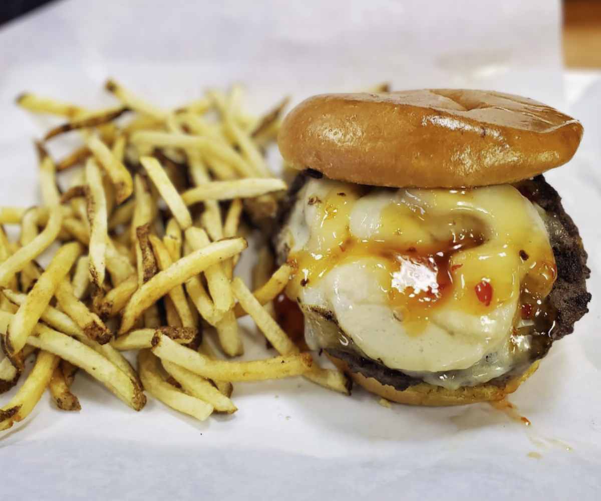 pineapple burger at peg leg in russellville, ar