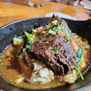 pot roast at lazy dog restaurant in downey, CA