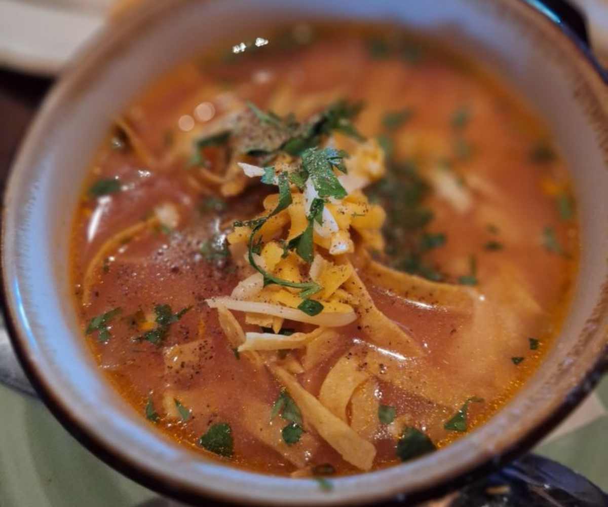 tortilla soup at lazy dog restaurant in downey california