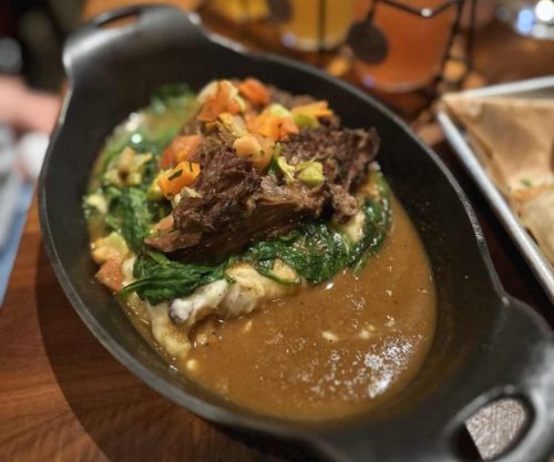 the famous campfire pot roast at lazy dog restaurant in downey CA