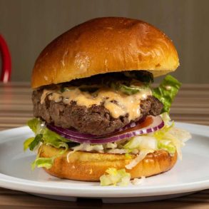 burger at RJ Burgers in Buena Park, CA