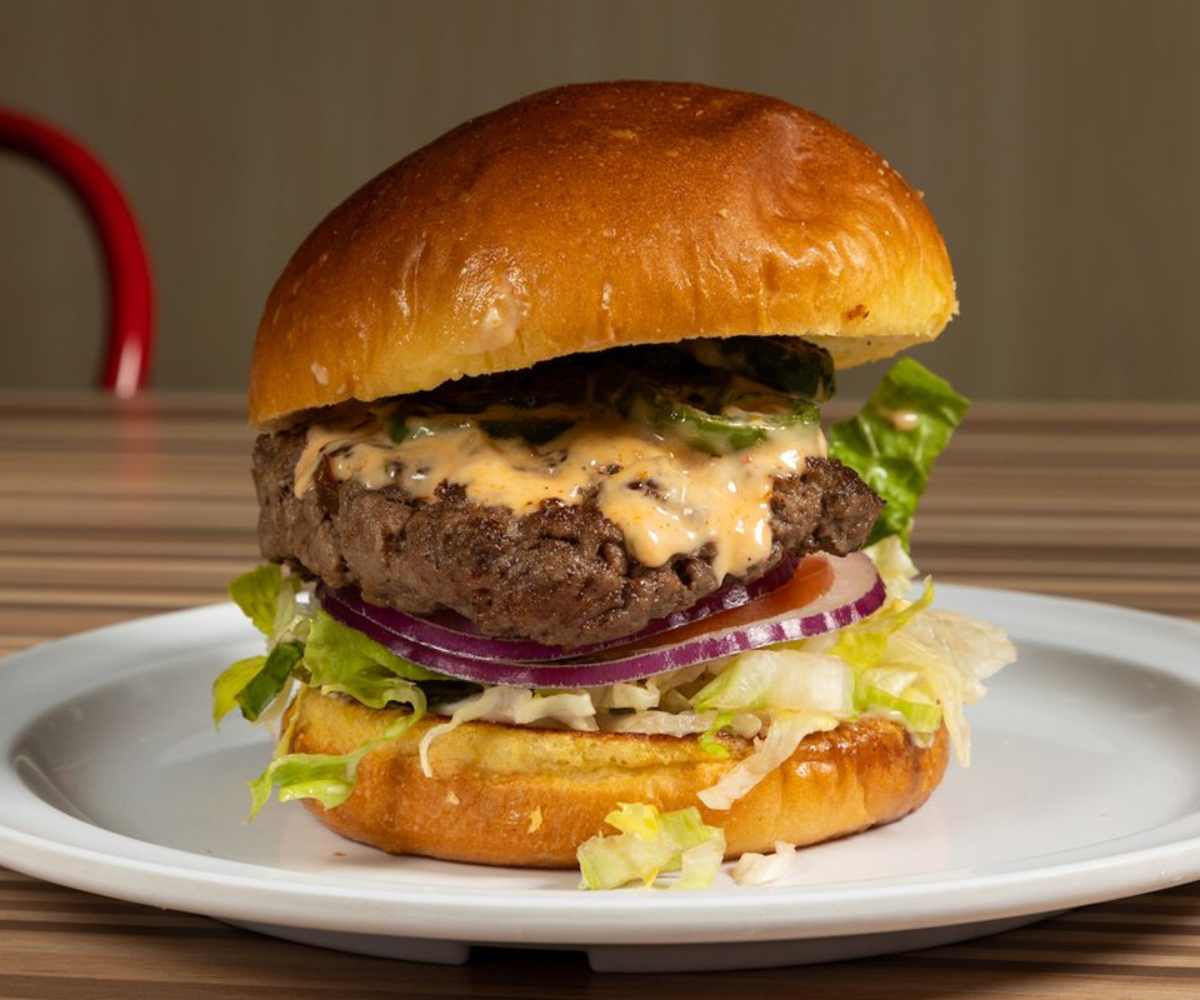 burger at RJ Burgers in Buena Park, CA