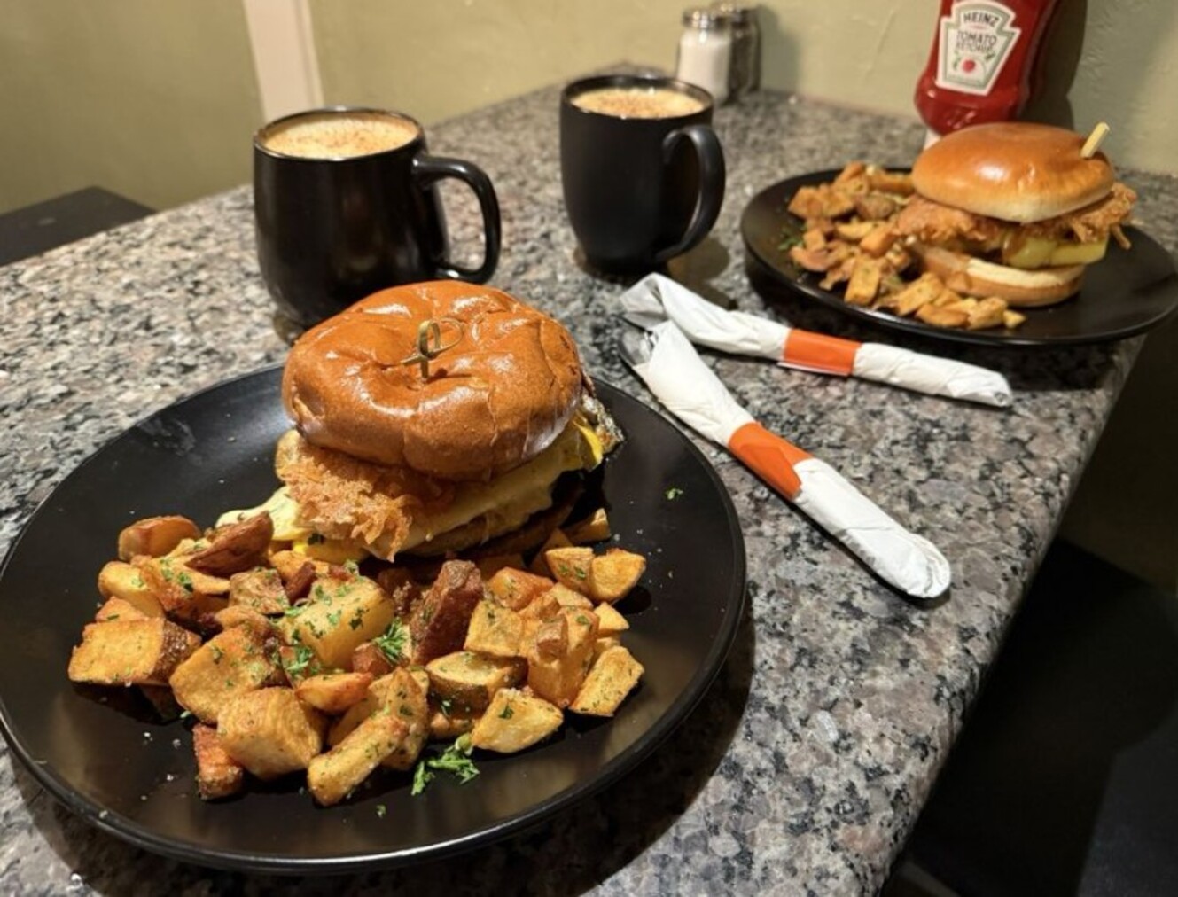 hash brown pancake on a sandwich at Root & Press located in Worcester, MA. 