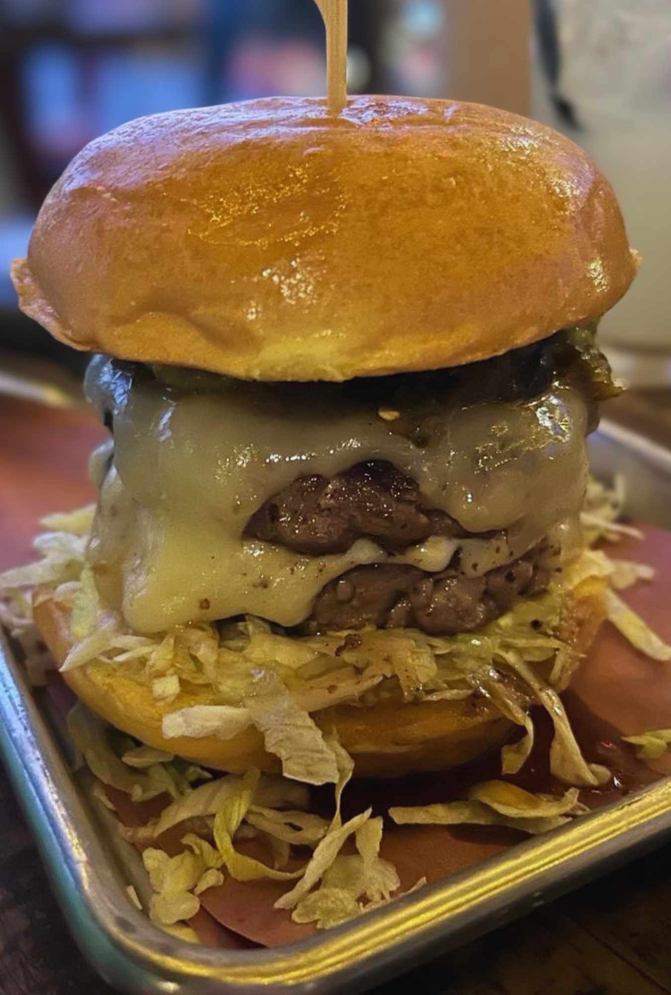 the double trouble burger from lsa burger co in denton texas