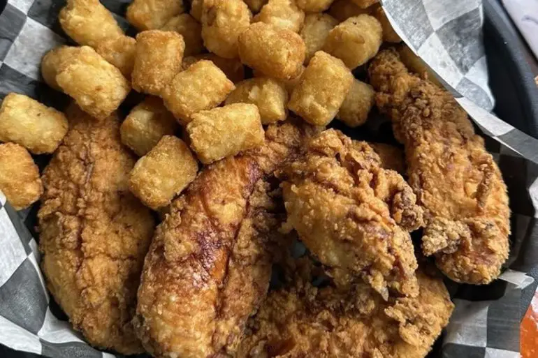 Food at The Dirty Bird located in Jackson, MI.