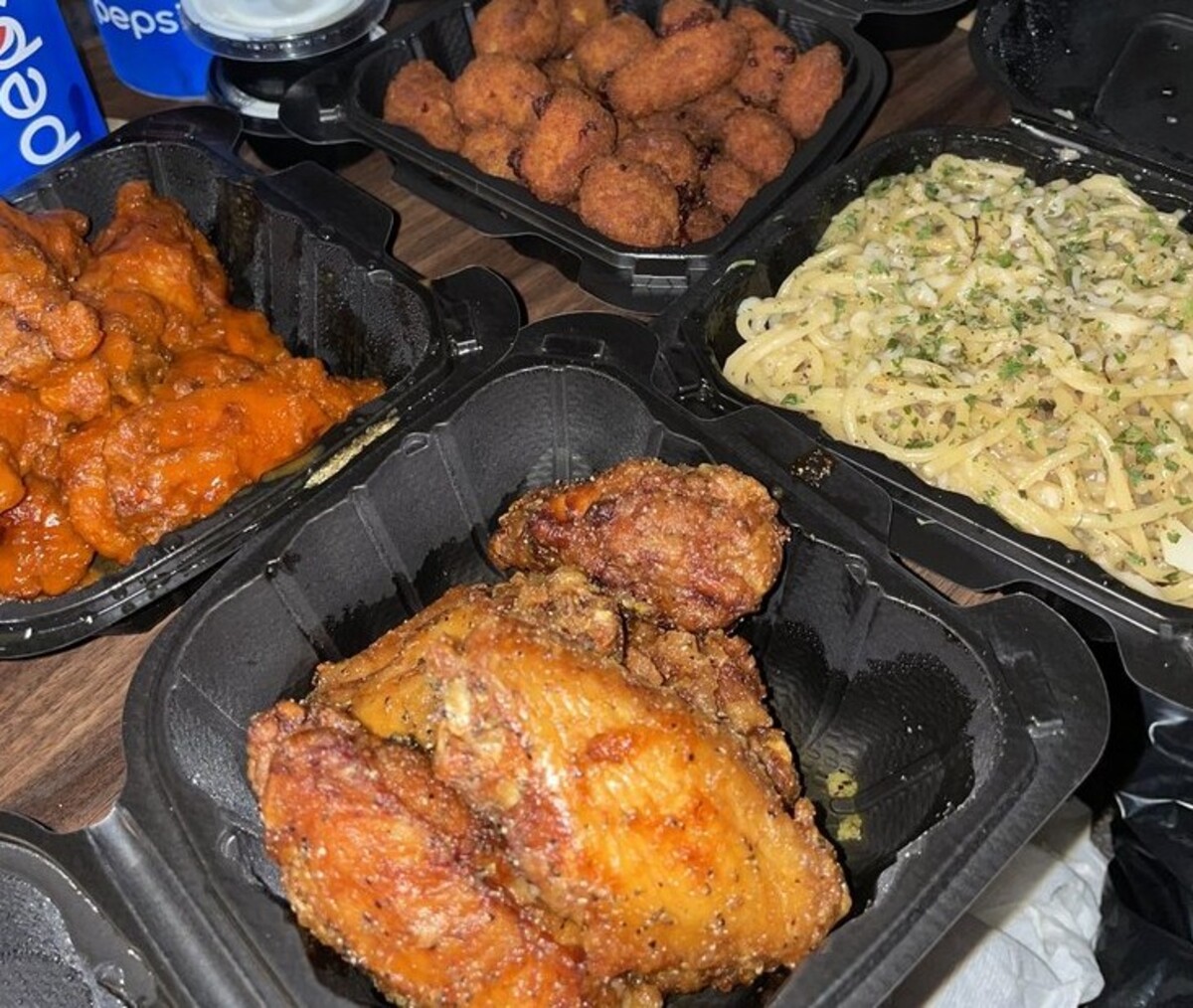 Food at Wing Spot located in Redding, CA.