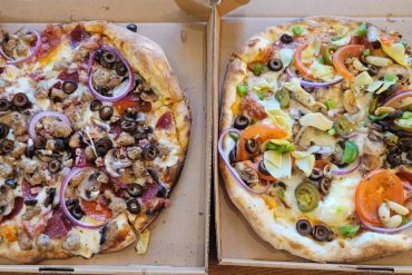 Pizzas at MOD Pizza located in Burlington, NC.