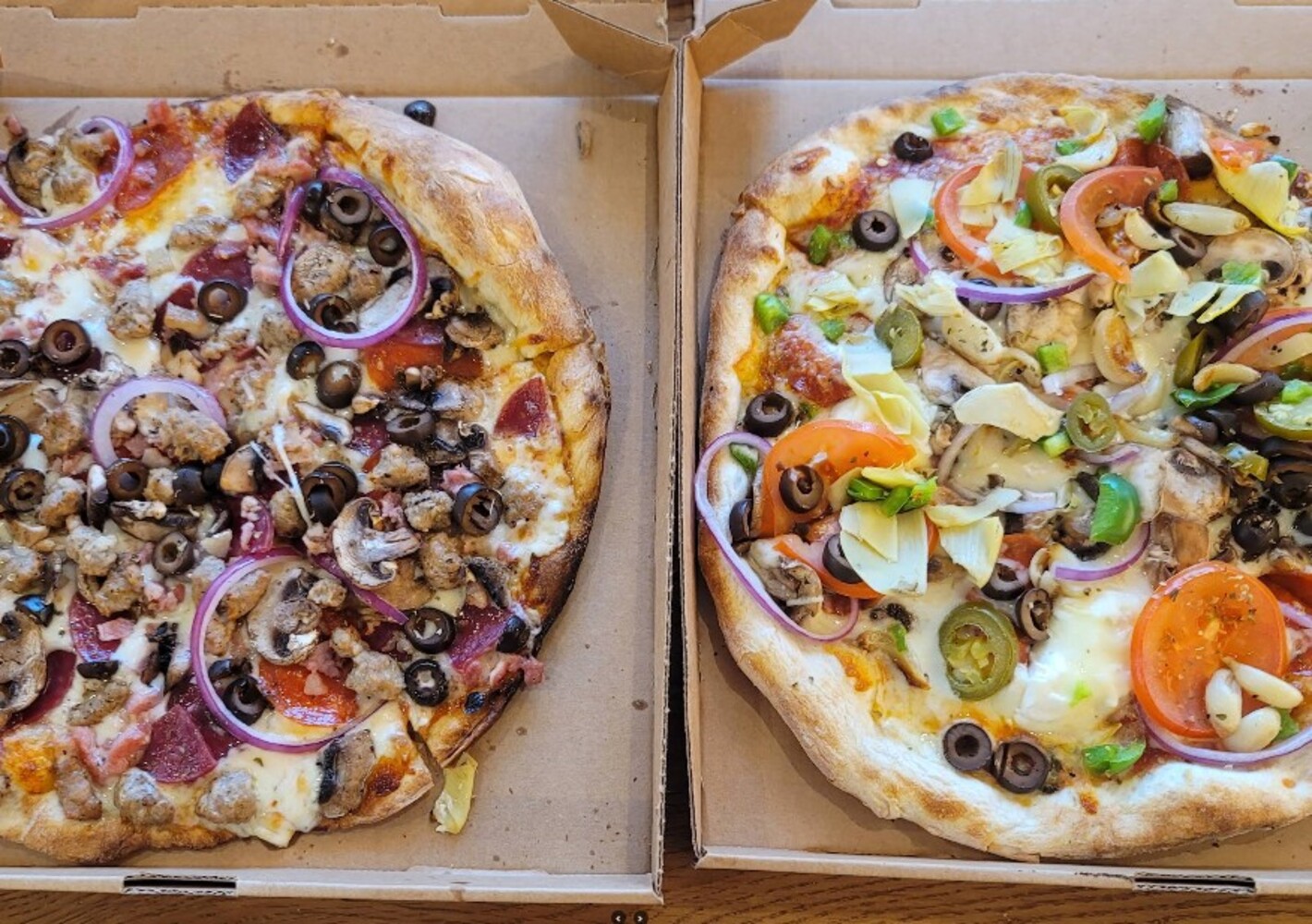 Pizzas at MOD Pizza located in Burlington, NC. 