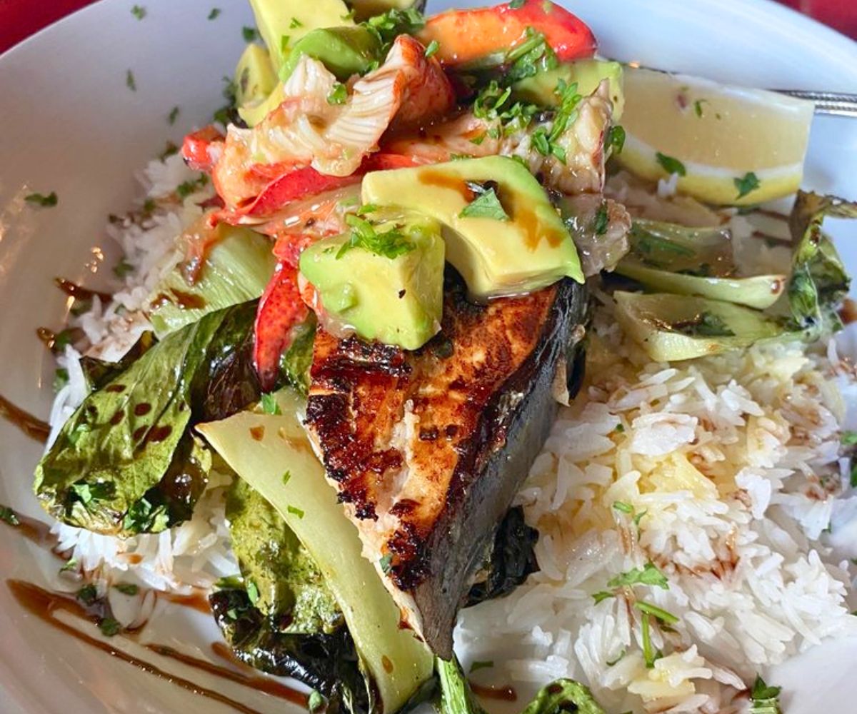 Grilled Swordfish at Hooked Seafood Restaurant in Manchester, NH