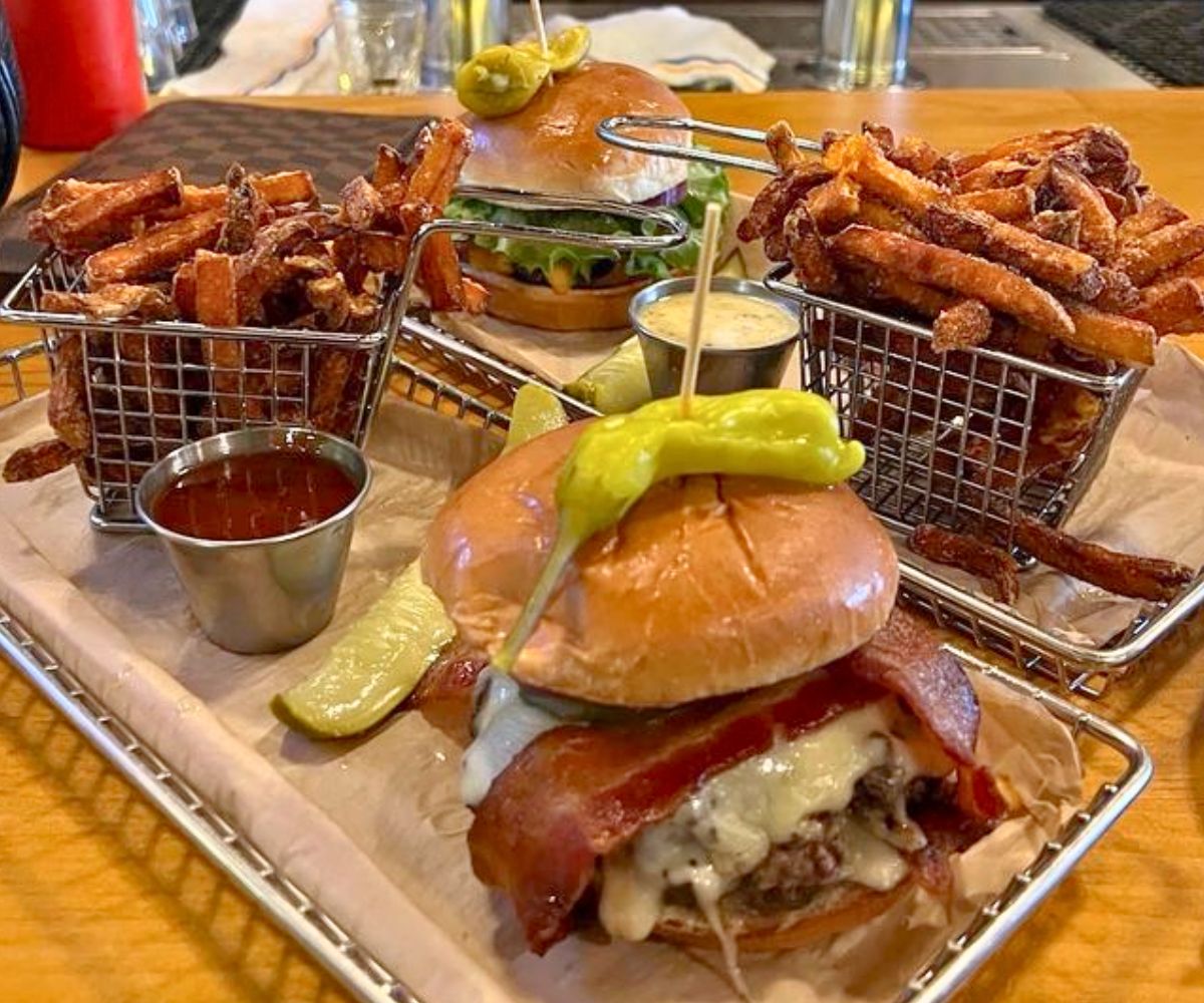 burgers at Hops Burger Bar in Greensboro, NC