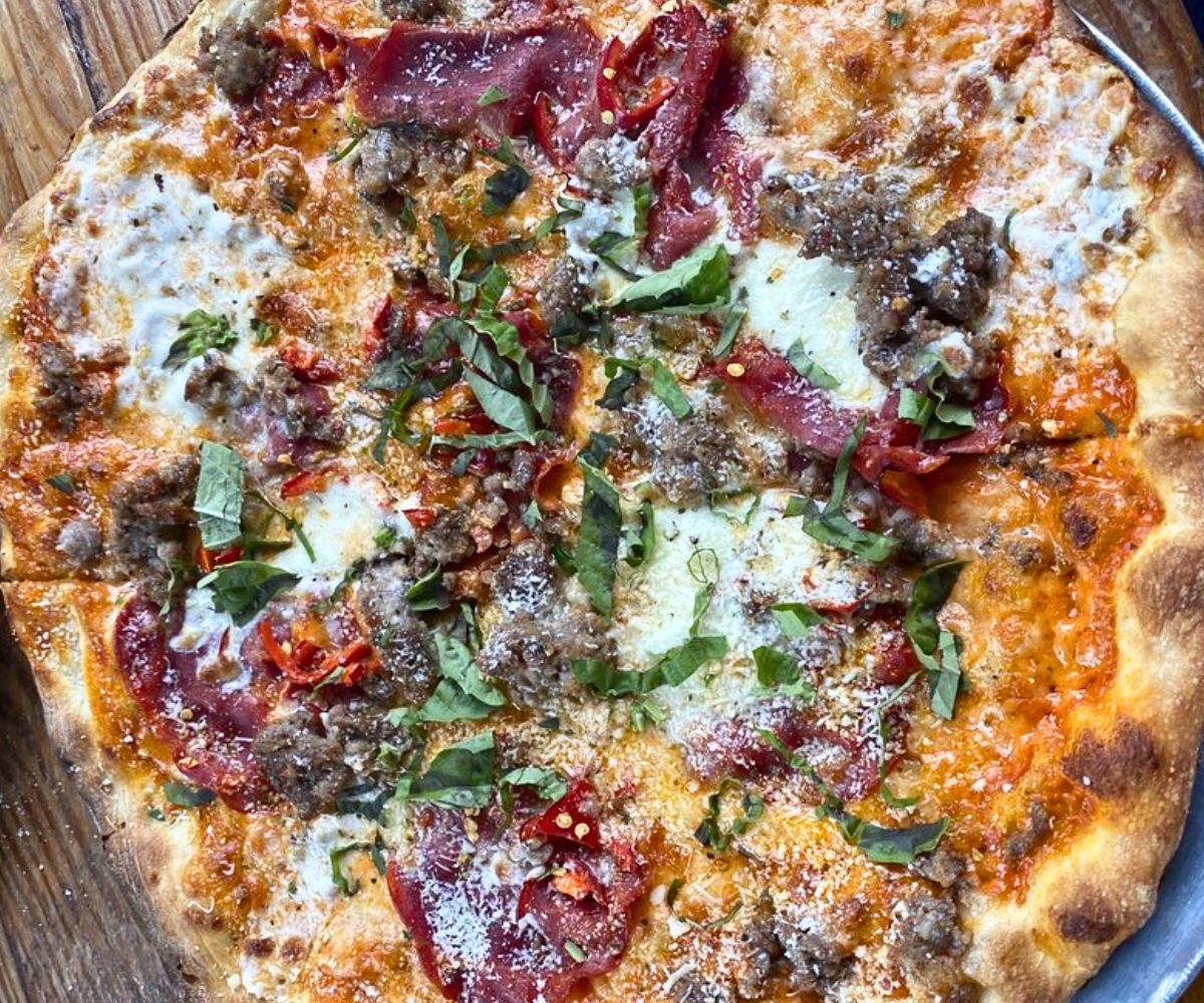 Spicy Vodka Pizza at Hutchins Garage in Durham, North Carolina