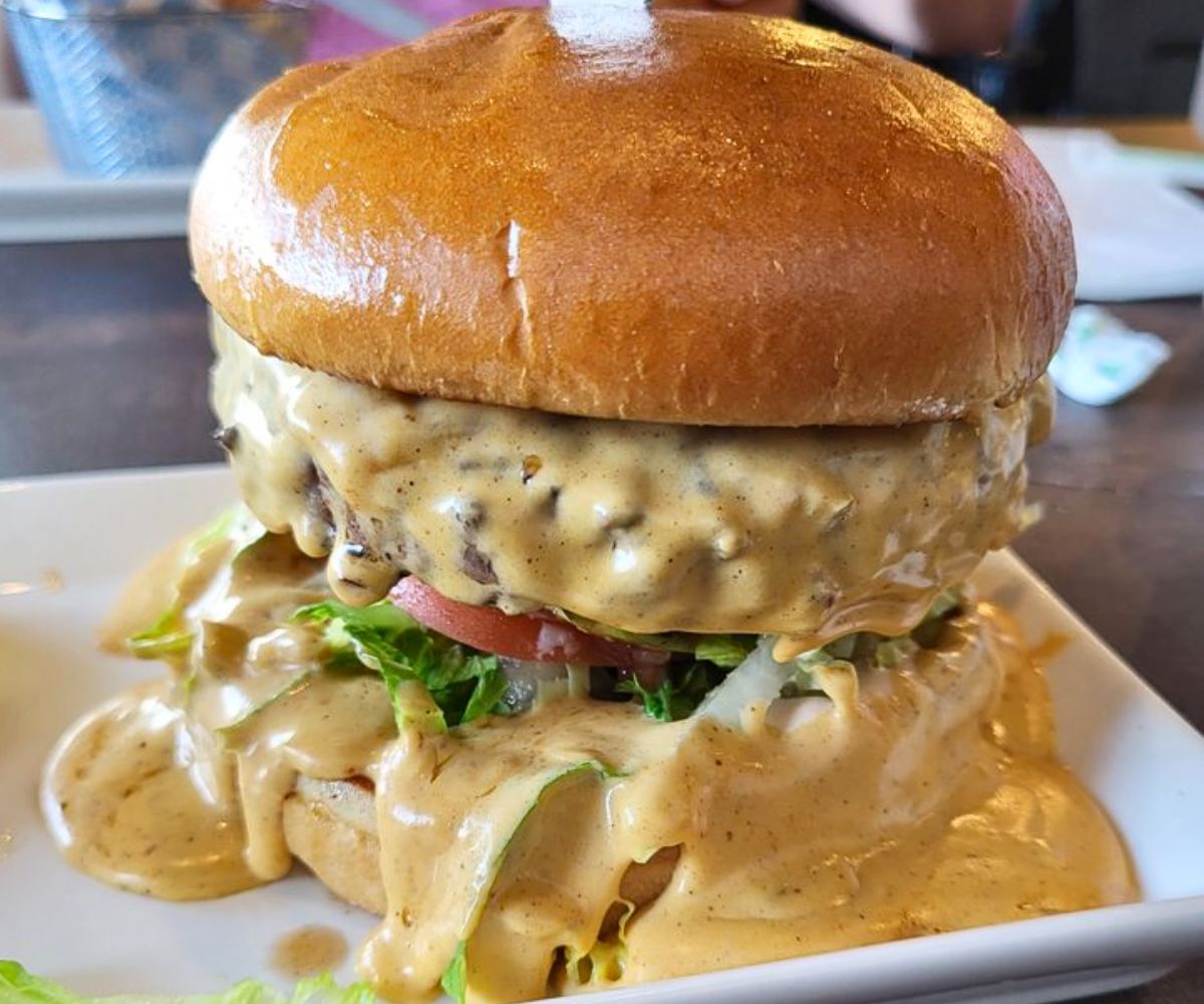 Juicy Lucy Burger at Da Burger Wing Hub in Wahiawa, Hawaii