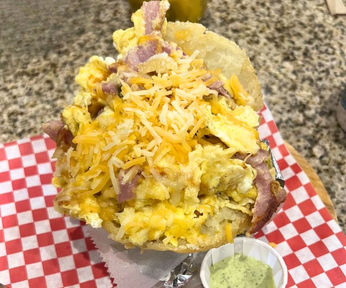 Arepa with Egg, Ham & Cheese at D' Road Cafe in Montgomery, Alabama