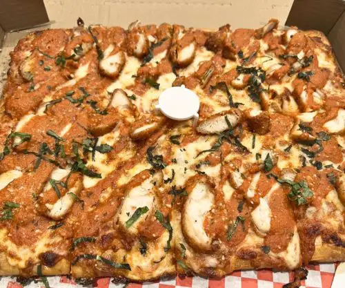 Vodka Chicken Parm Pizza at Smash and Slice in Las Vegas, Nevada