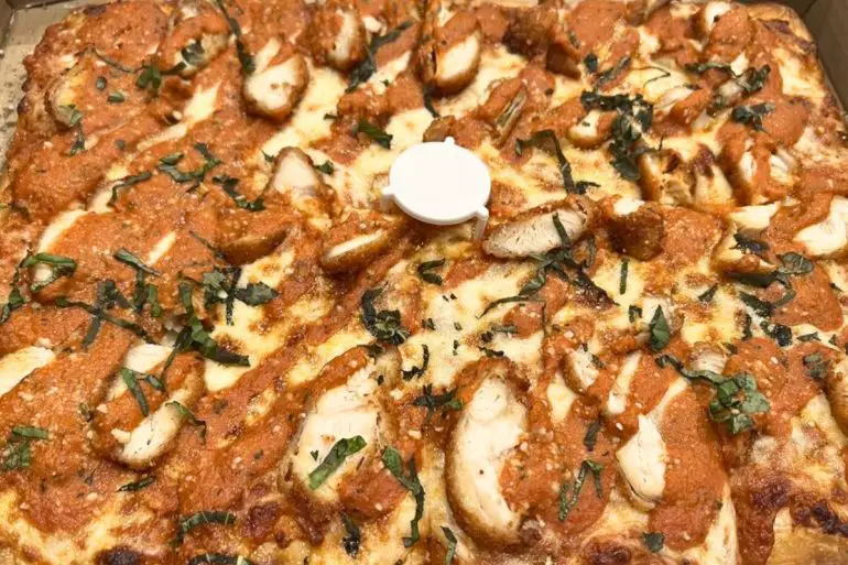 Vodka Chicken Parm Pizza at Smash and Slice in Las Vegas, Nevada