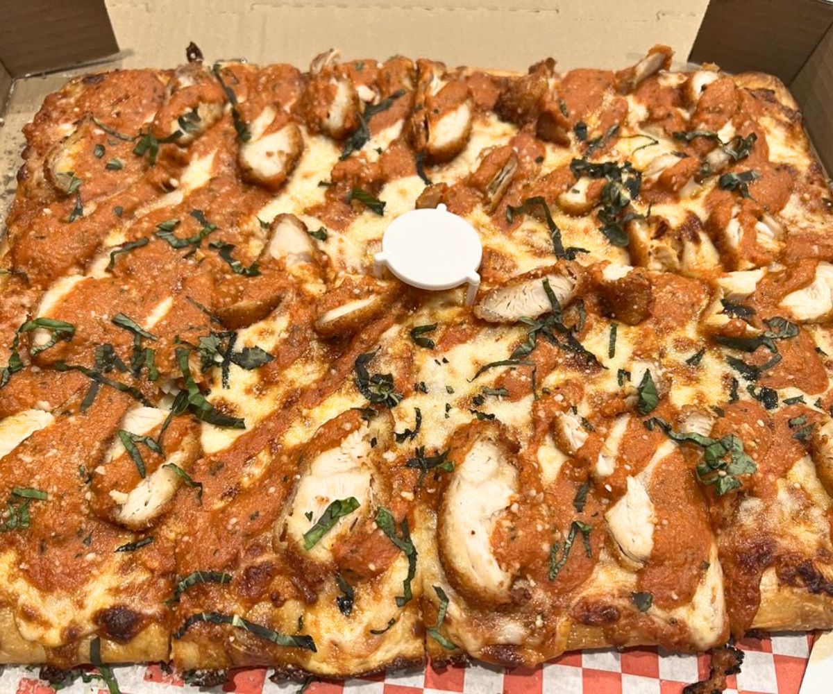 Vodka Chicken Parm Pizza at Smash and Slice in Las Vegas, Nevada
