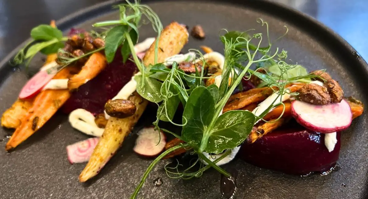 Roasted beet and carrot salad at Wandering Vine At the Castle in Shawnee, Kansas