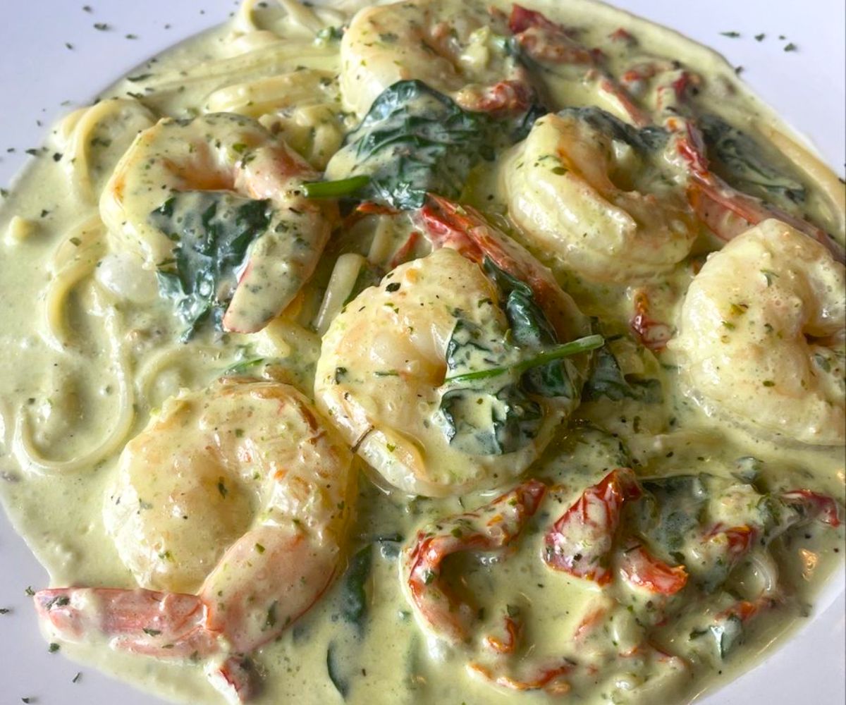 Pesto alla Genovese with added shrimp at Luigi's Italian Restaurant in Bellevue, NE