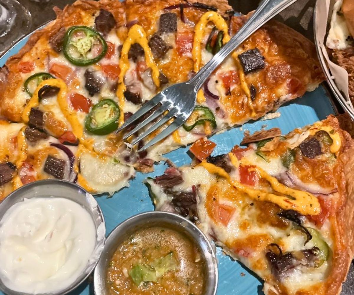 Brisket Nacho Pizza at Sidebar On Main in Sumter, South Carolina