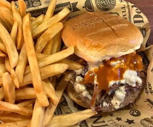 Black and Bleu Burger at Game On Bar & Lounge in Shelby Township, MI