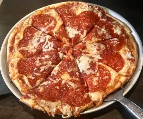 Double Pepperoni Pizza at Tamarack Alehouse & Grill in Lakeside, MT