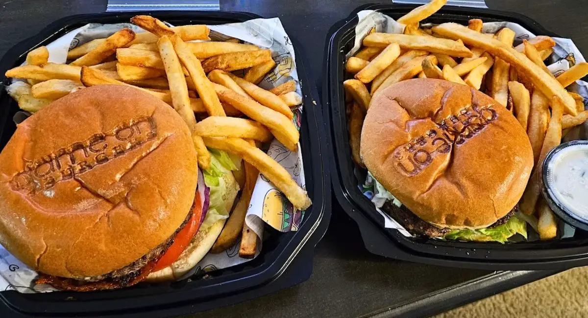 burgers at Game On Bar & Lounge at Shelby Township, Michigan