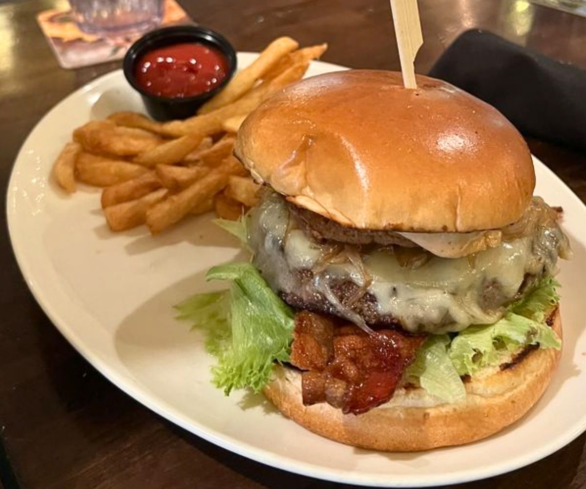 French Onion Smashed Burger at The Tree House Tavern & Bistro in Warwick, Rhode Island