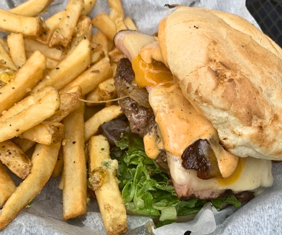 Pig Pen Burger at Lucky's Iron Door Roadhouse in West Jordan, Utah