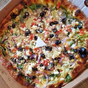 The Mediterranean Pizza at Flat Earth Pizza in Carson City, NV