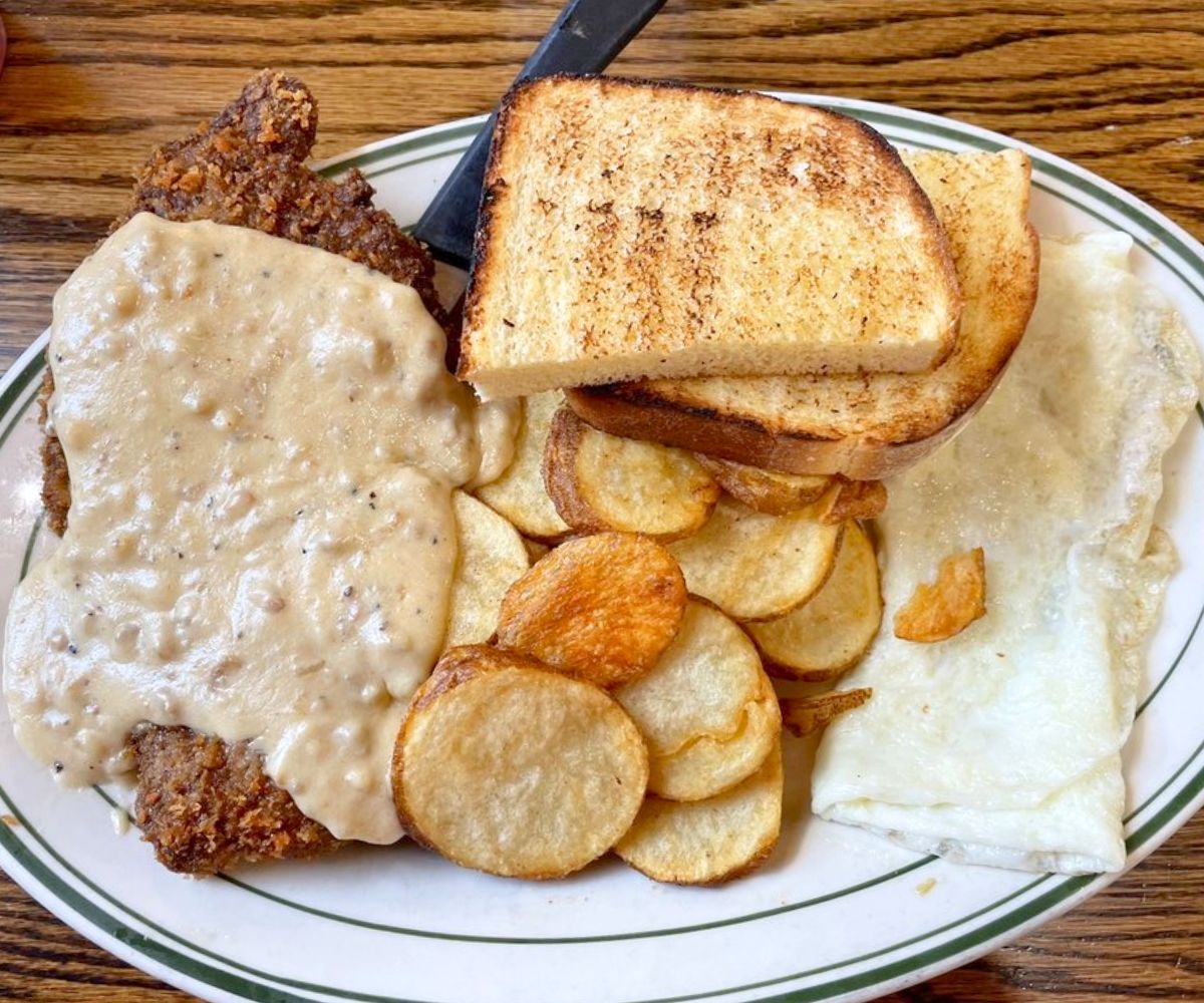 Chicken Fried Steak & Eggs at Cottage Cafe in Spokane Valley, WA
