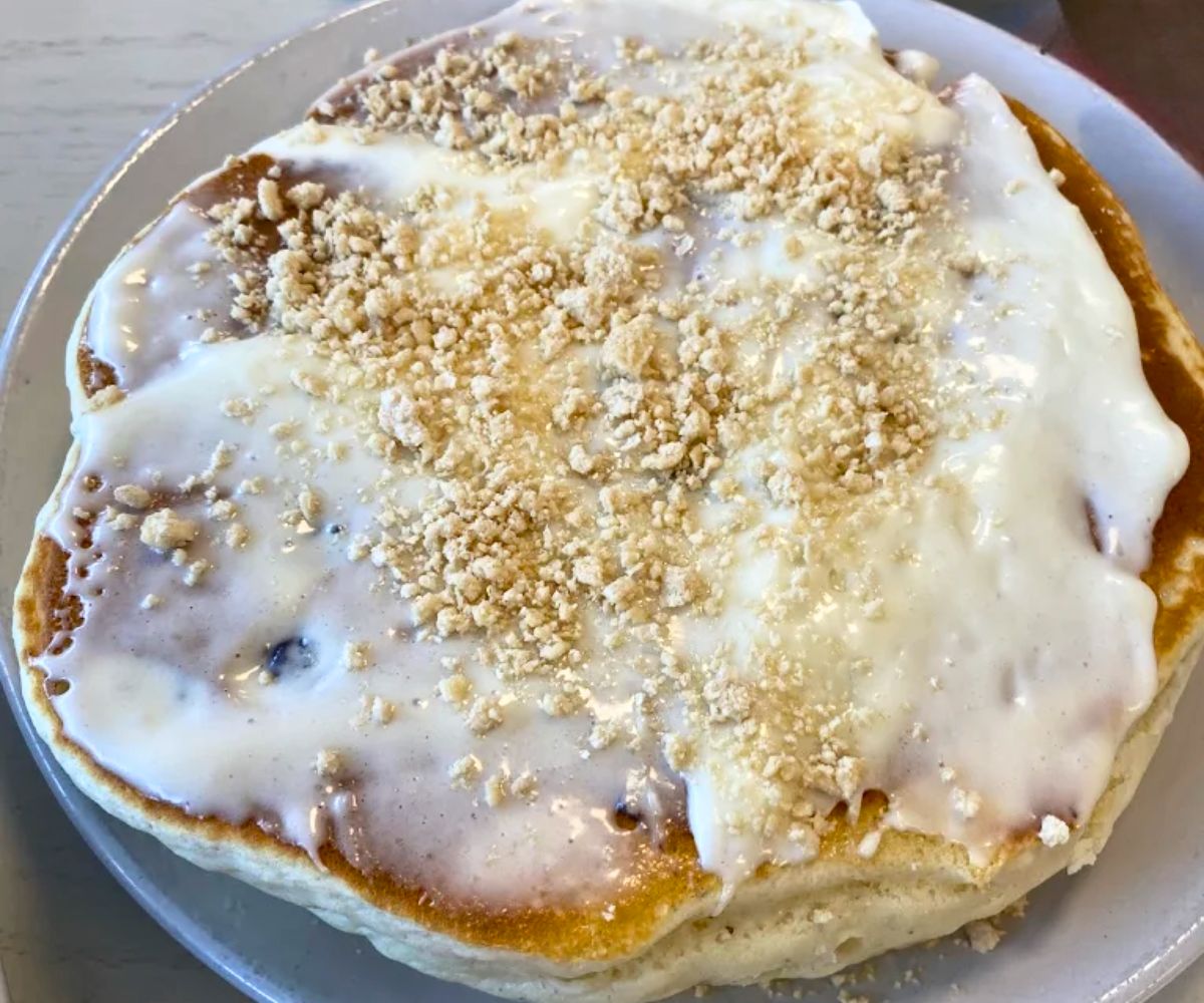 Lemon Blueberry Crumble Pancakes at Jimmy's Pancake House in Bettendorf, Iowa