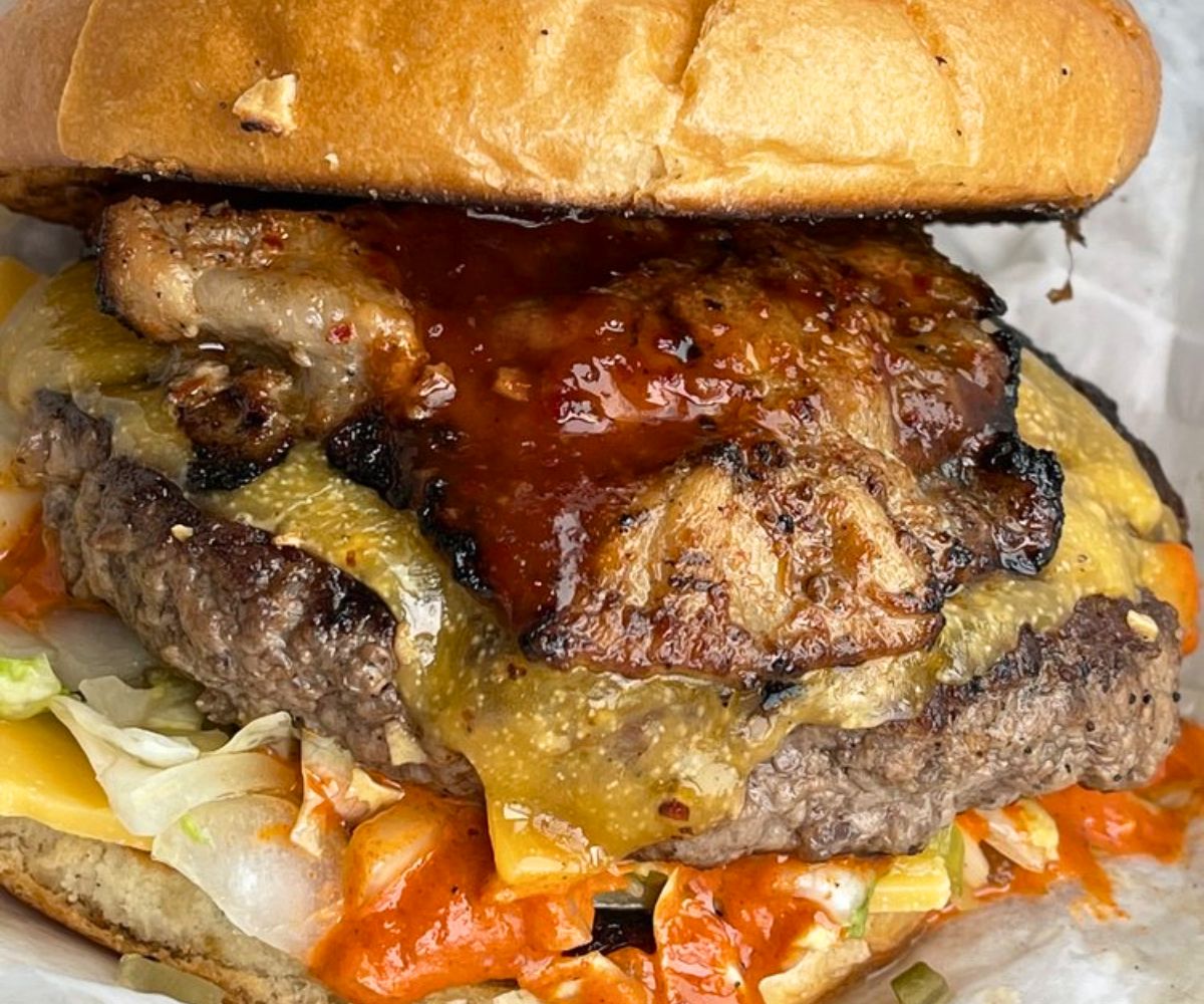 The SeoulX Burger at Burger Seoul in Tacoma, Washington