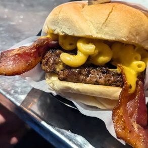 Mac and Cheese Burger at Flatire Burgers in Edmond, Oklahoma