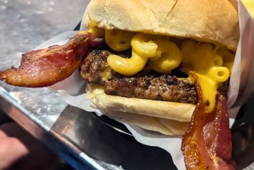 Mac and Cheese Burger at Flatire Burgers in Edmond, Oklahoma