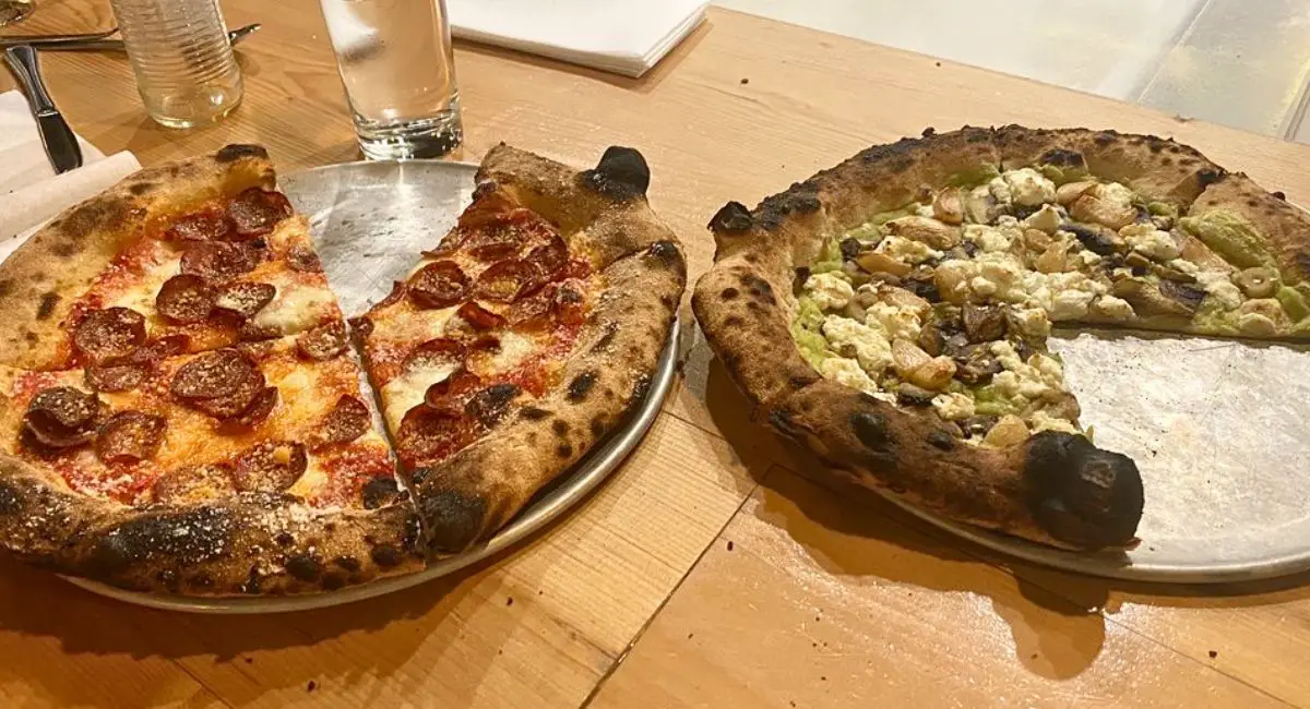 pepperoni (left) and leaky goat (right) at In Bocca Al Lupo in Juneau, Alaska