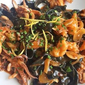 Linguini Nero at Olivia's Bistro in Newton, MA