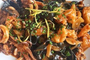 Linguini Nero at Olivia's Bistro in Newton, MA