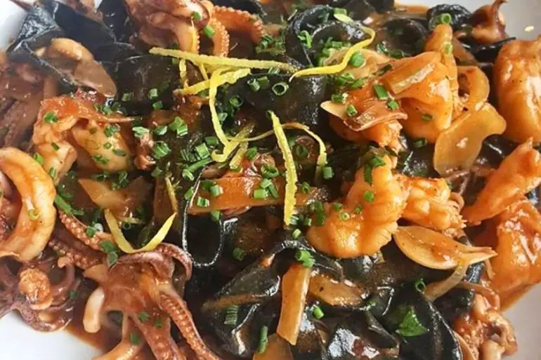 Linguini Nero at Olivia's Bistro in Newton, MA